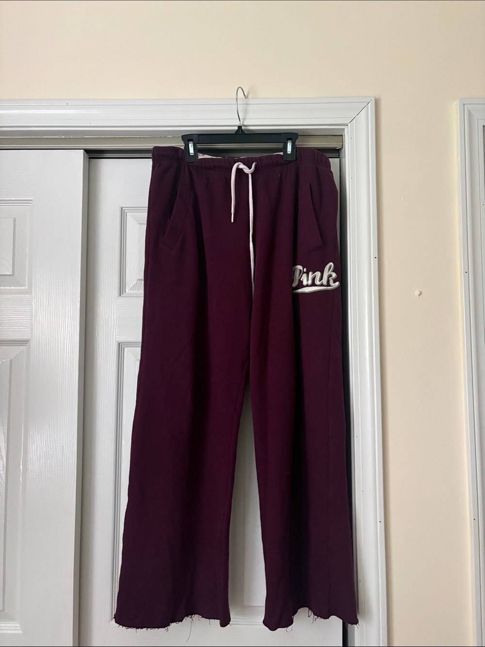 2015 PINK Victoria's Secret Maroon Sweatpants with White Drawstring